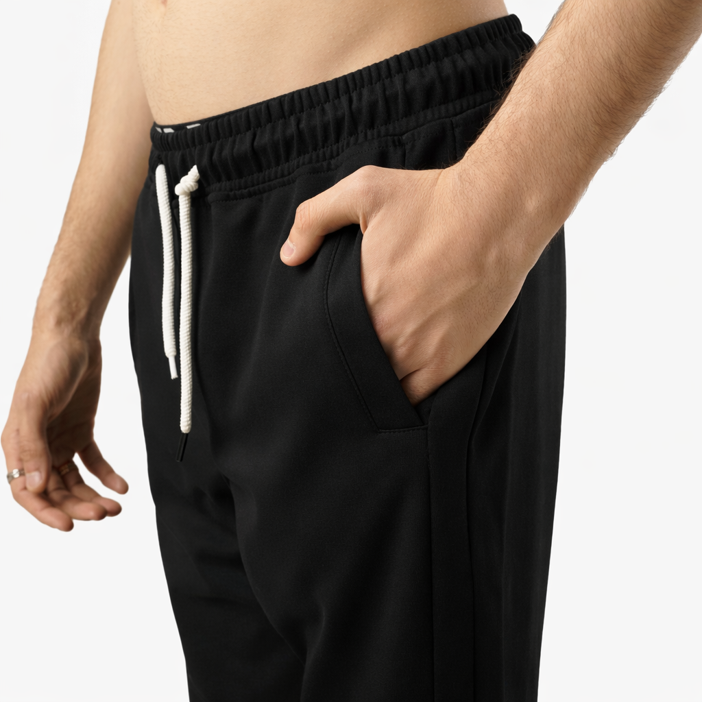 Men's Plus Size Drawstring Loose Fit Joggers Black