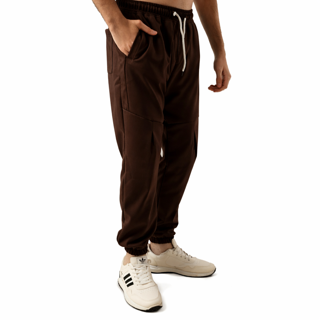 Men's Plus Size Drawstring Loose Fit Joggers Brown