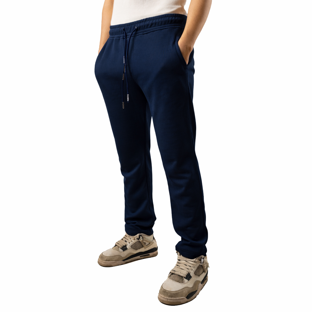 Textured Jogger Pants Modern Comfort Fit Navy