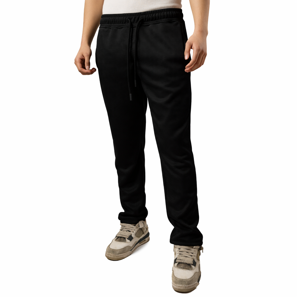 Textured Jogger Pants Modern Comfort Fit Black