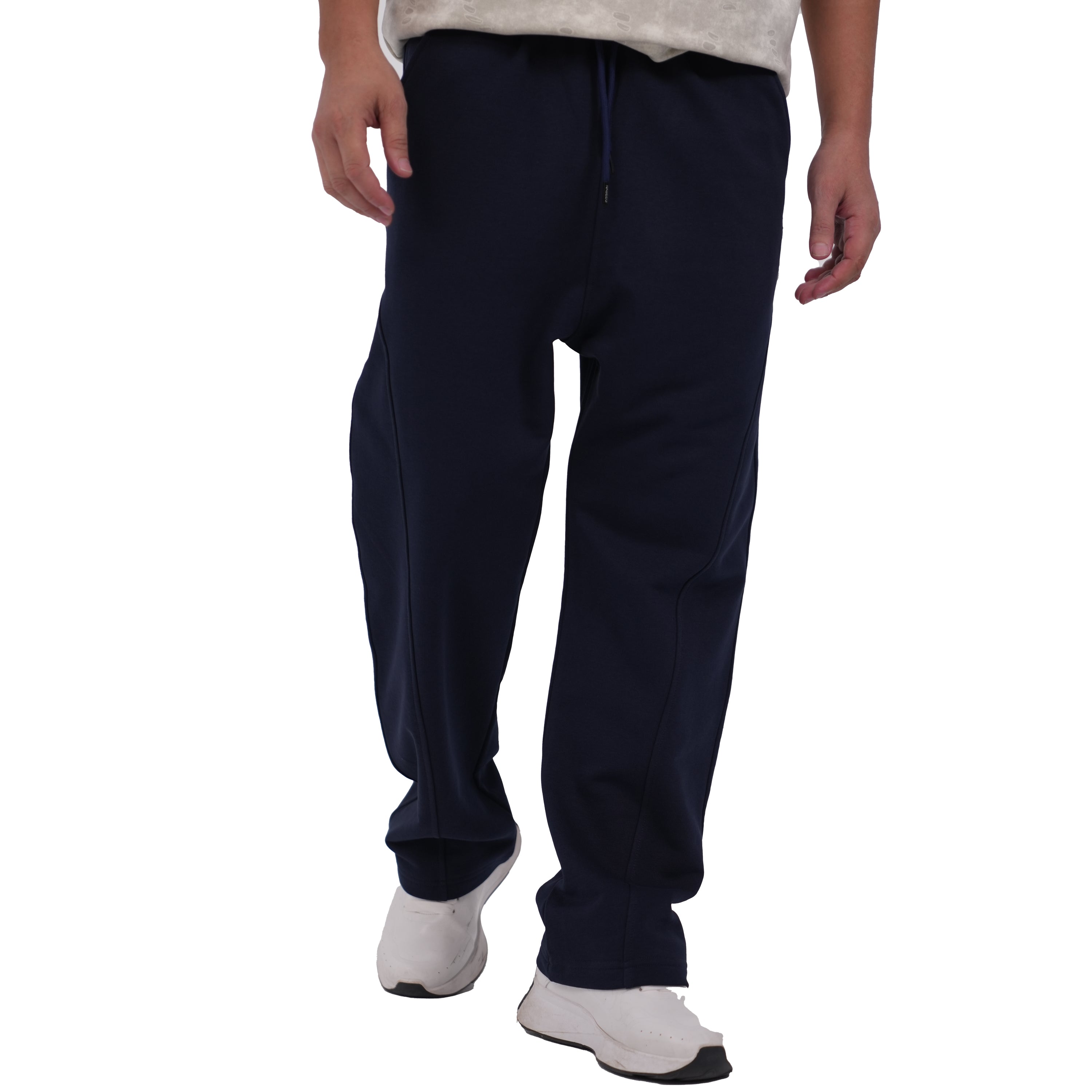 NASEEG Navy Blue Drift Wide-Leg Pants Relaxed Fit | Premium Fabric