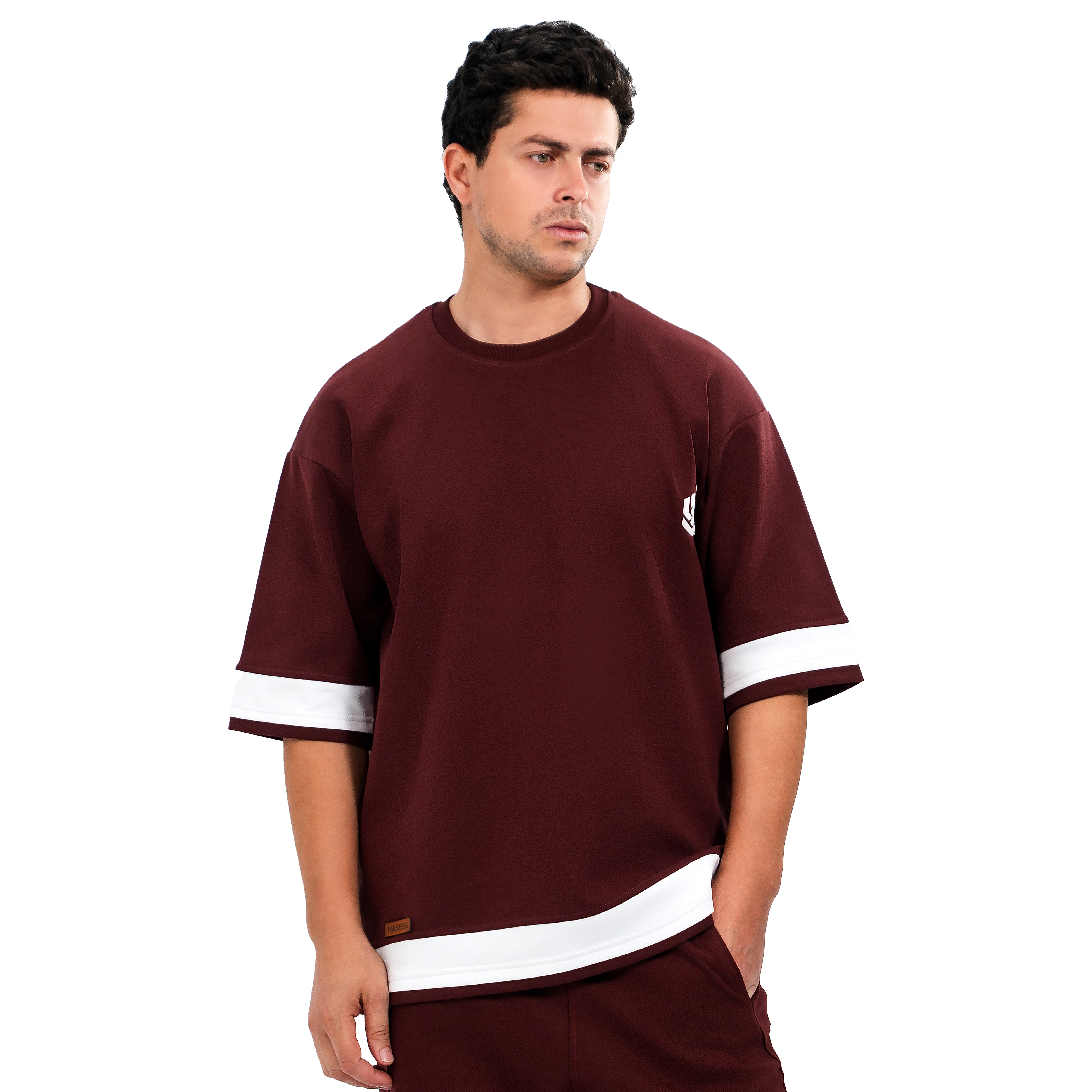 NASEEG Burgundy Interlock Oversized T-Shirt