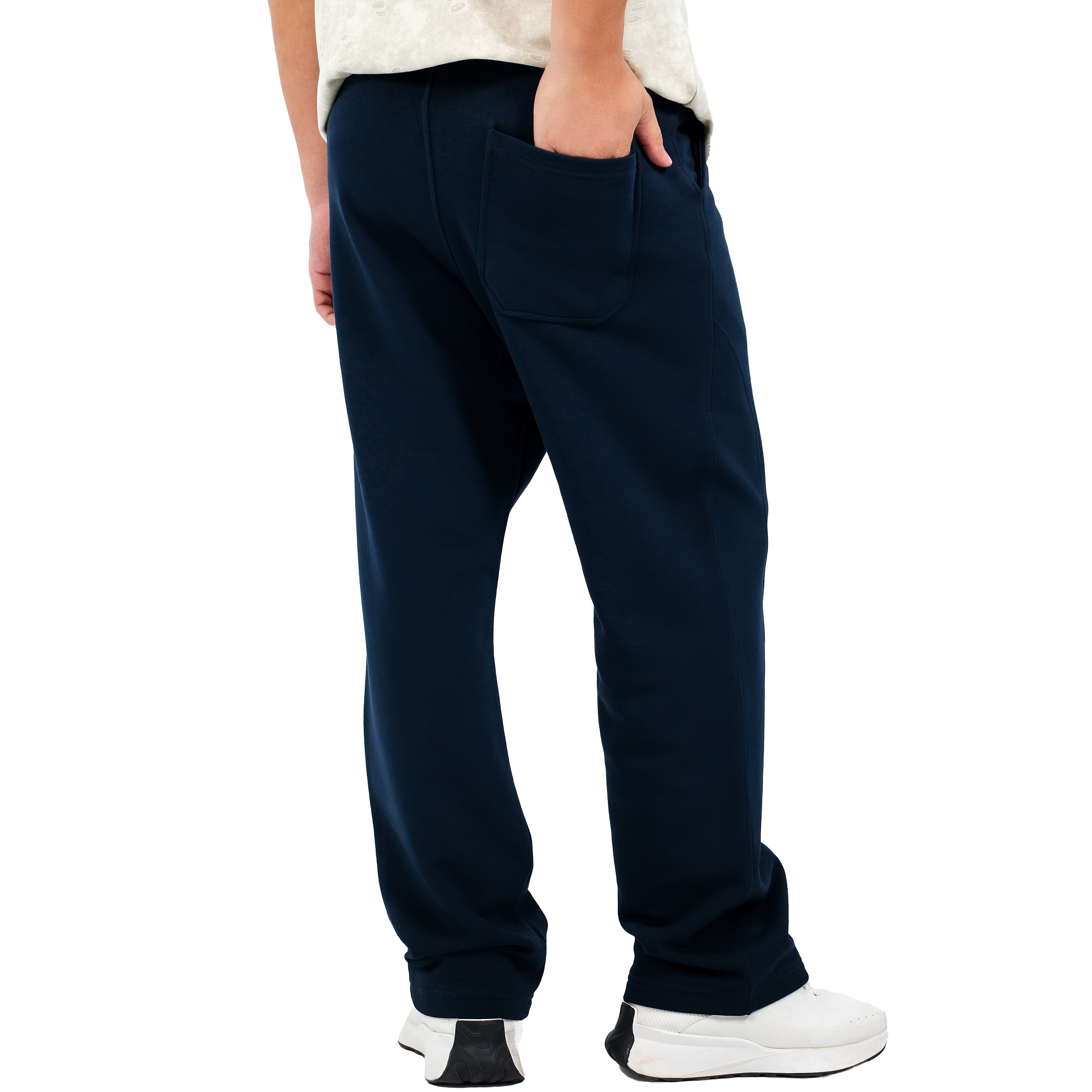 NASEEG Navy Blue Drift Wide-Leg Pants Relaxed Fit | Premium Fabric
