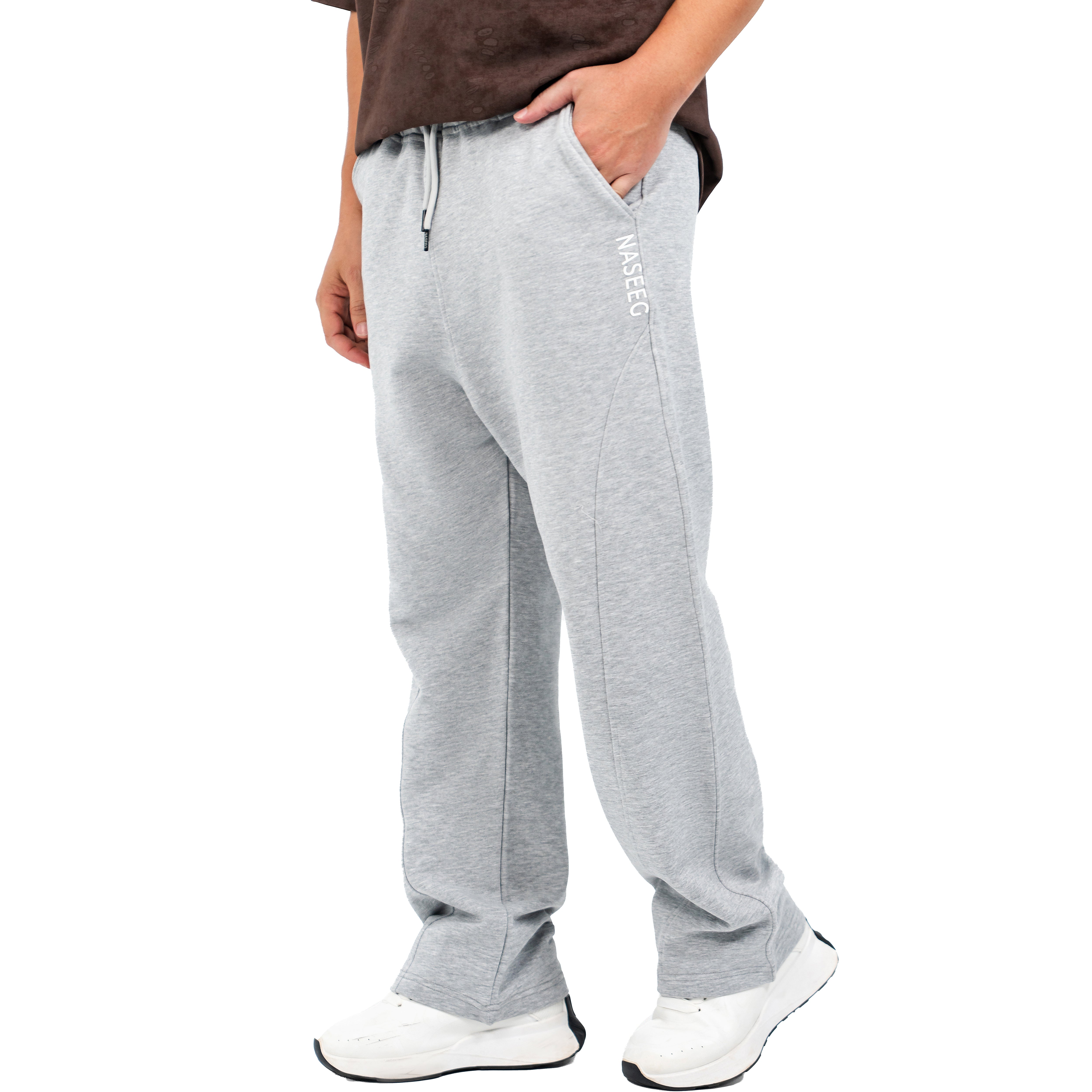 NASEEG Grey Drift Wide-Leg Pants Relaxed Fit | Premium Fabric