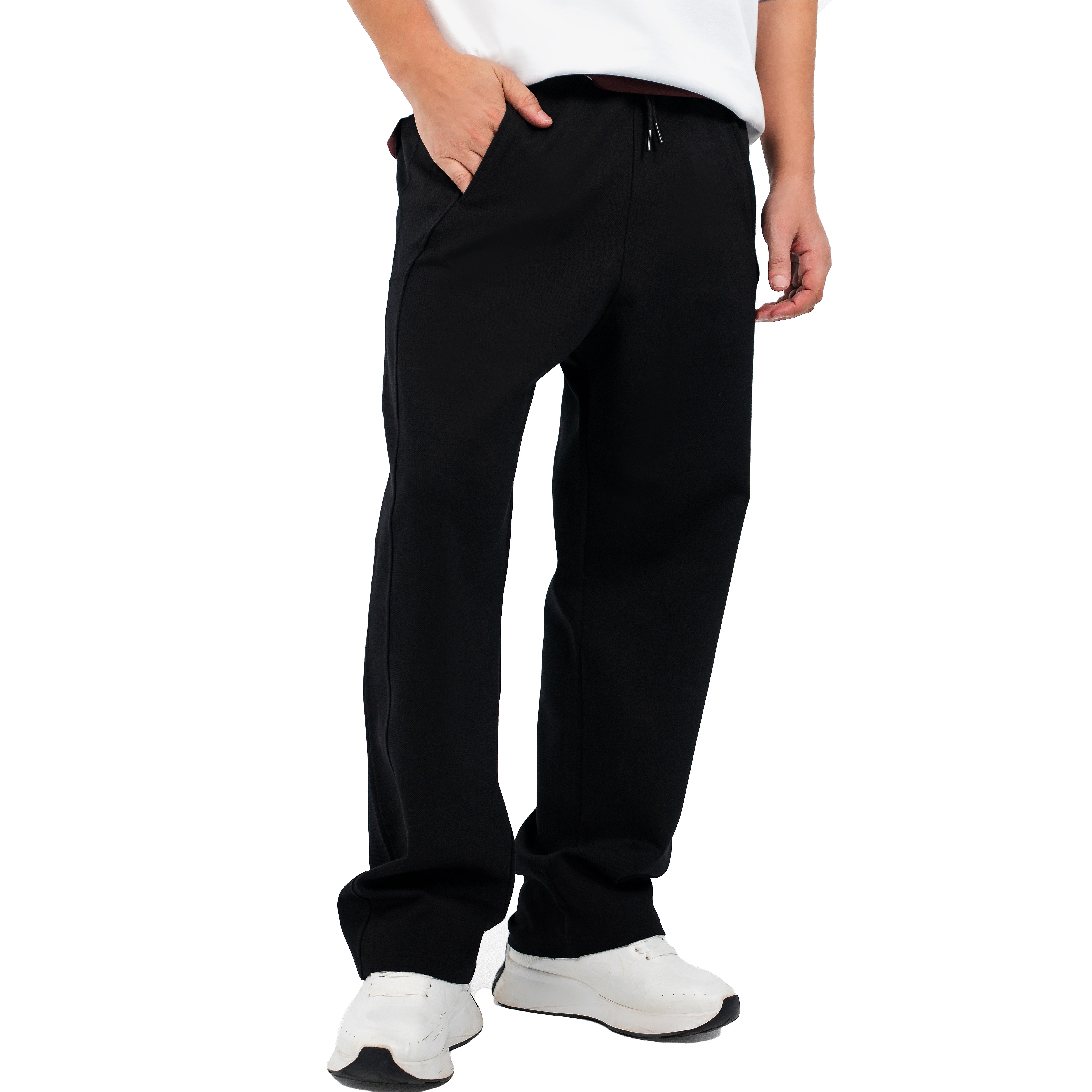 NASEEG Black Wide-Leg Pants Relaxed Fit | Interlock Premium Fabric