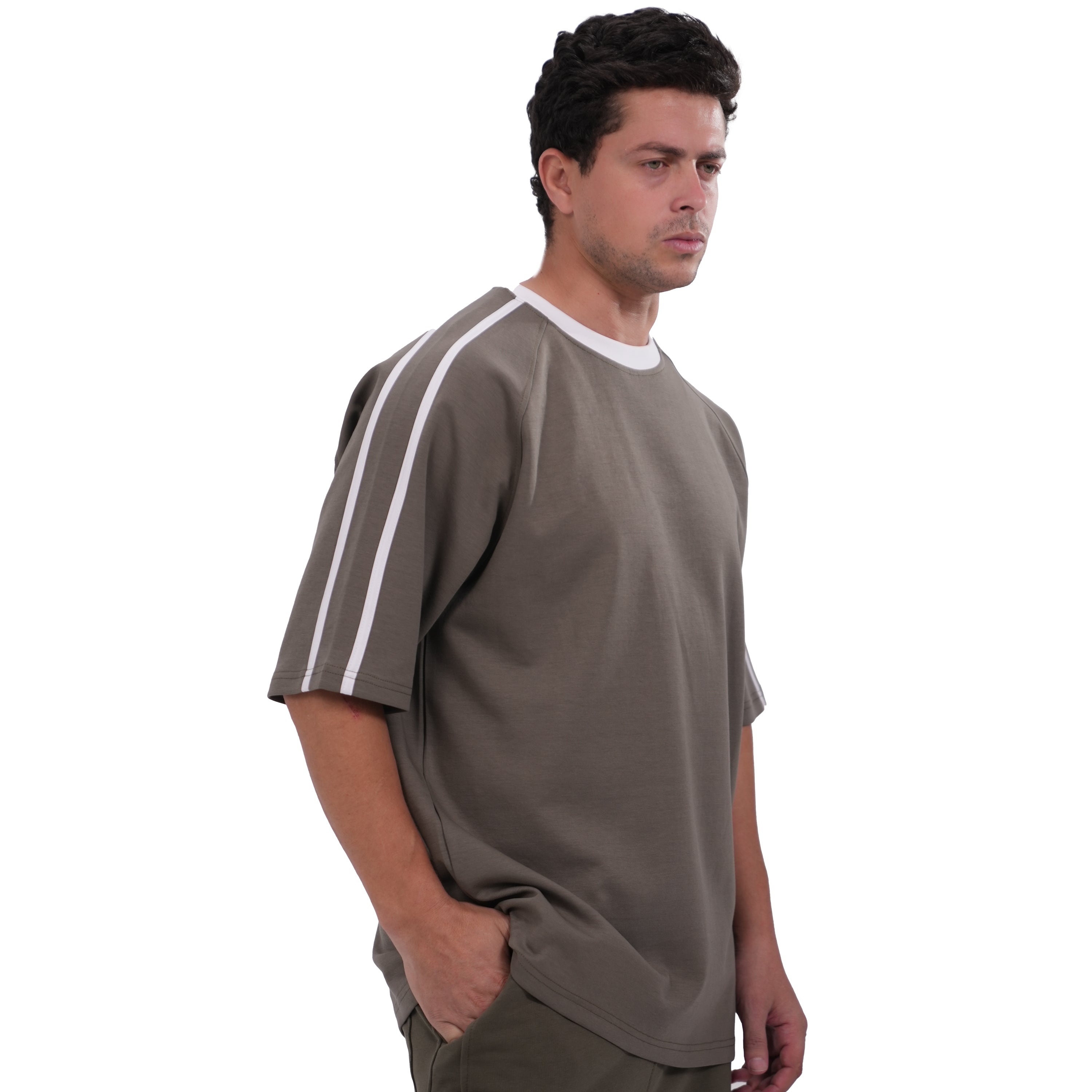 NASEEG Olive Interlock Oversized T-Shirt