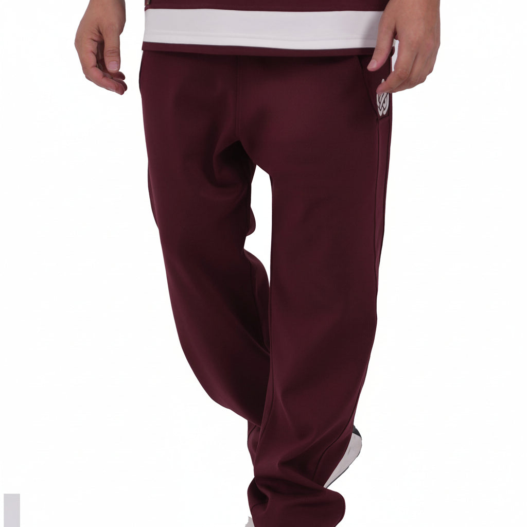 NASEEG Burgundy Wide-Leg Pants Relaxed Fit | Interlock Premium Fabric