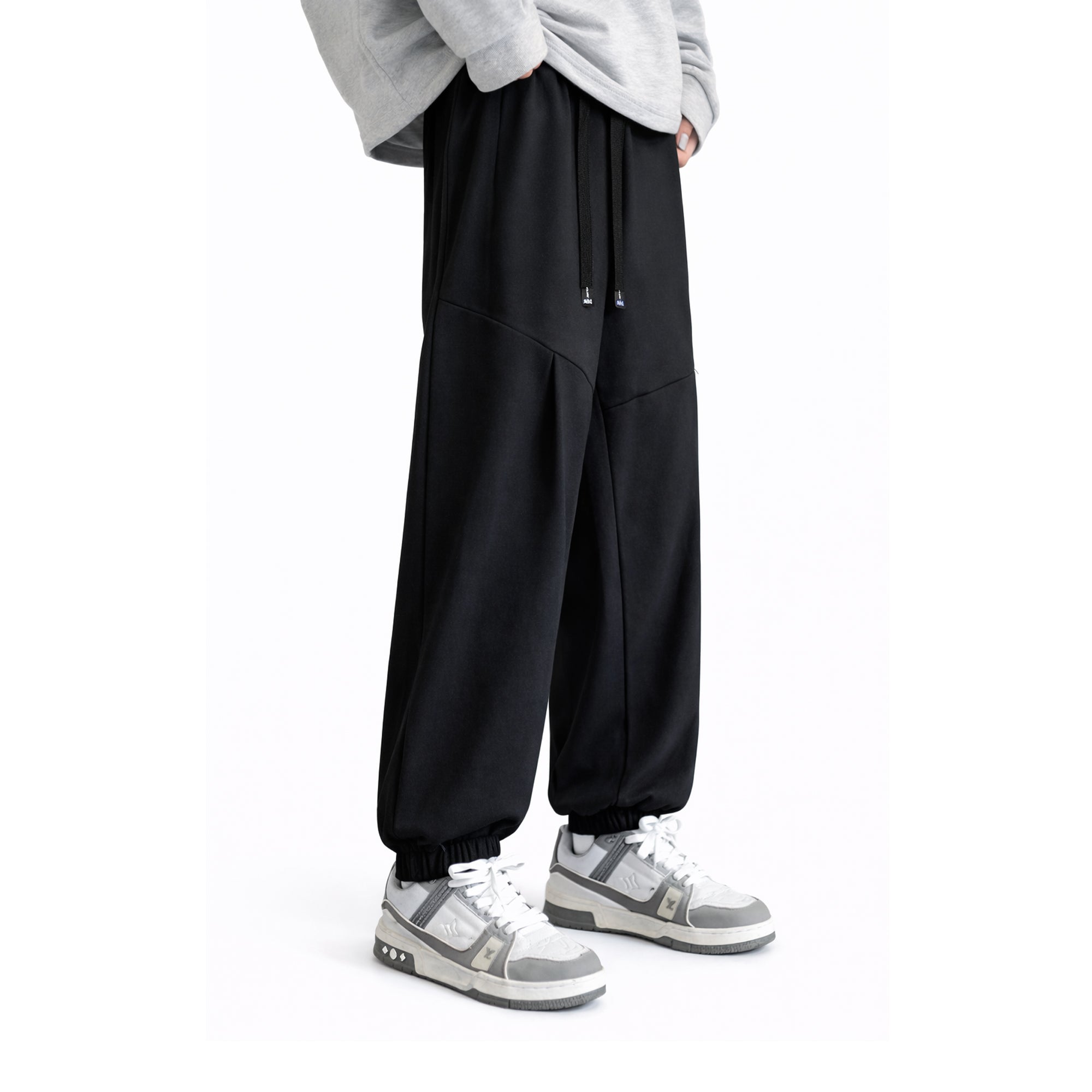 Men's Plus Size Drawstring Loose Fit Joggers Black