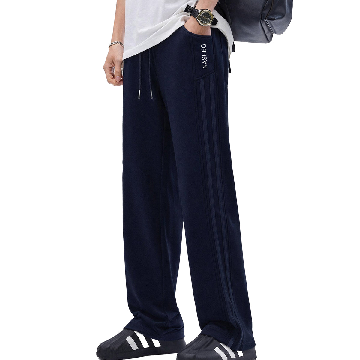 NASEEG Dark Navy Winter Oversized Pants - front view