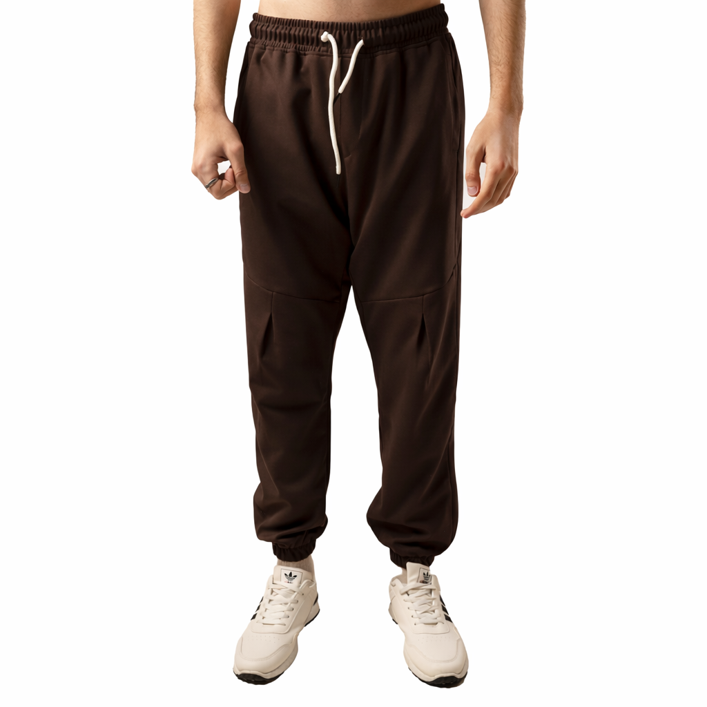 Men's Plus Size Drawstring Loose Fit Joggers Brown