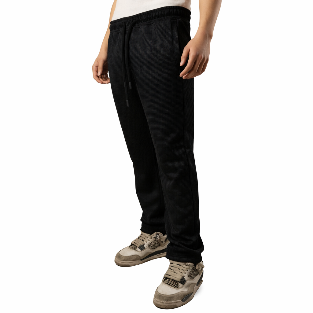 Textured Jogger Pants  Modern Comfort Fit Black