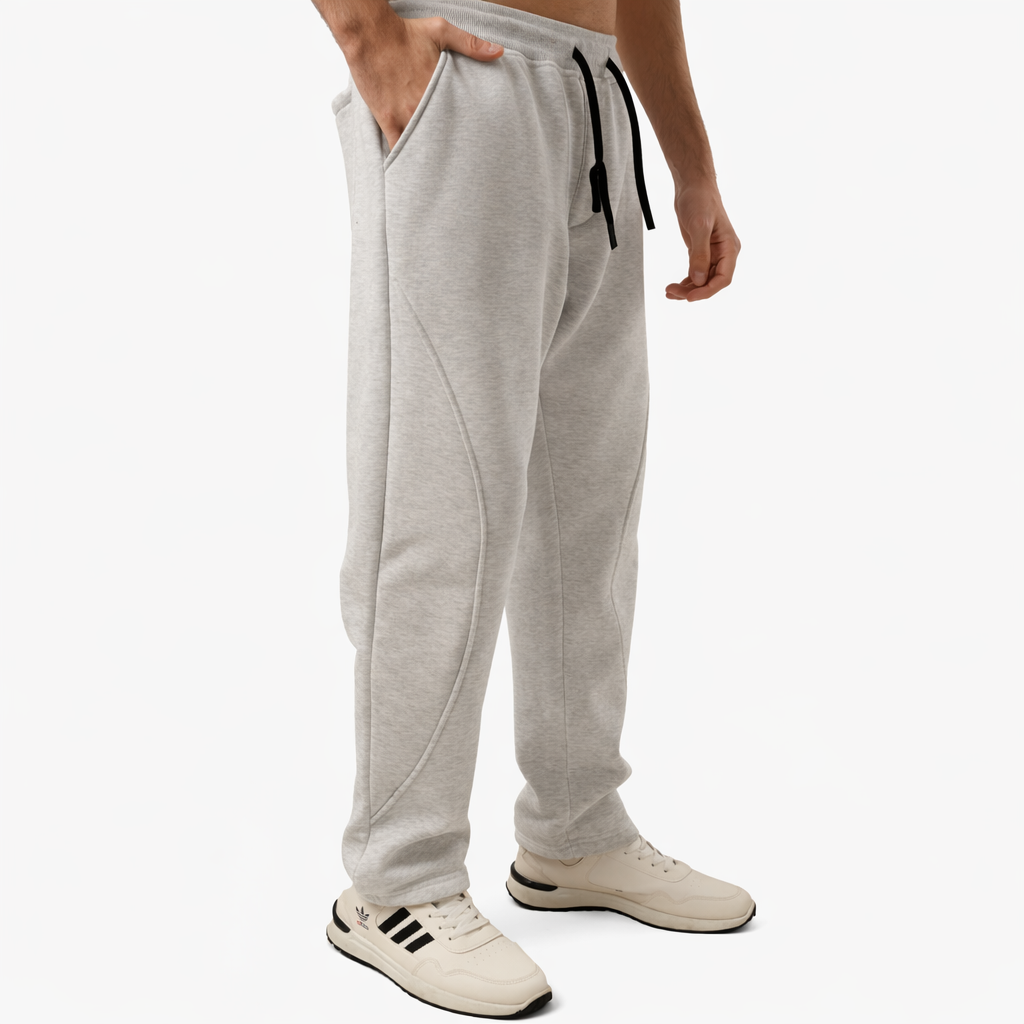 NASEEG Grey Melton Oversized Sweatpants - front view