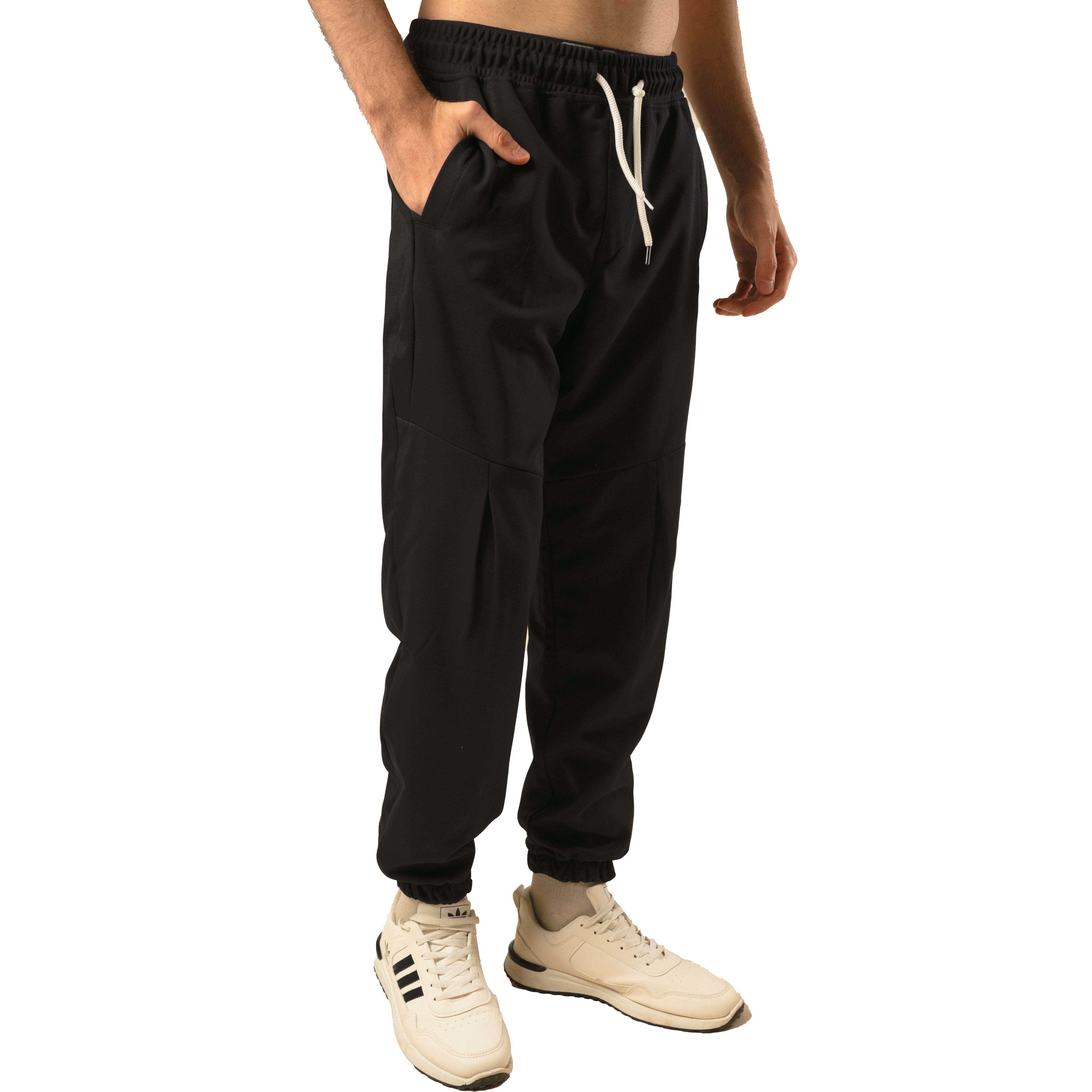 Men's Plus Size Drawstring Loose Fit Joggers Black