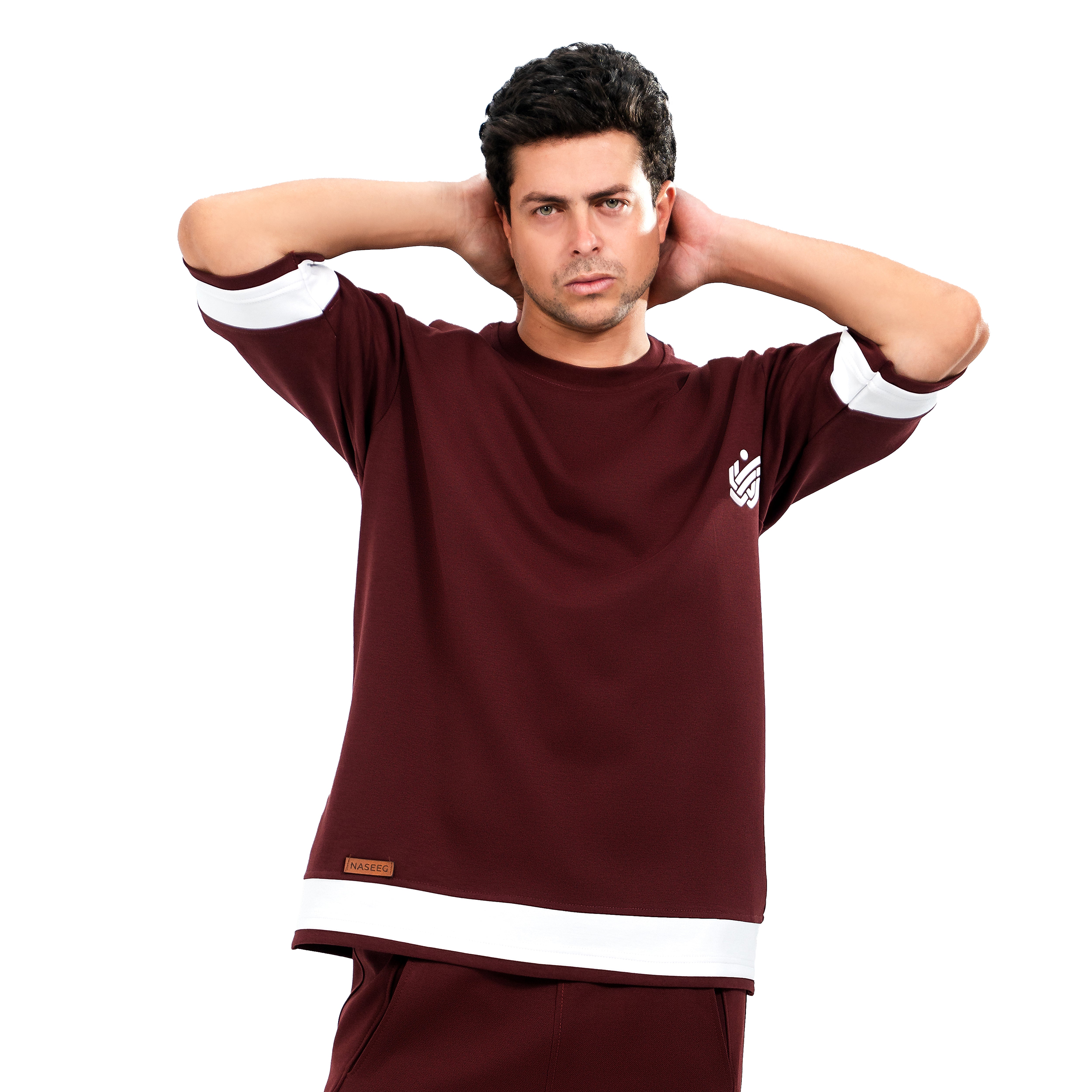 NASEEG Burgundy Interlock Oversized T-Shirt