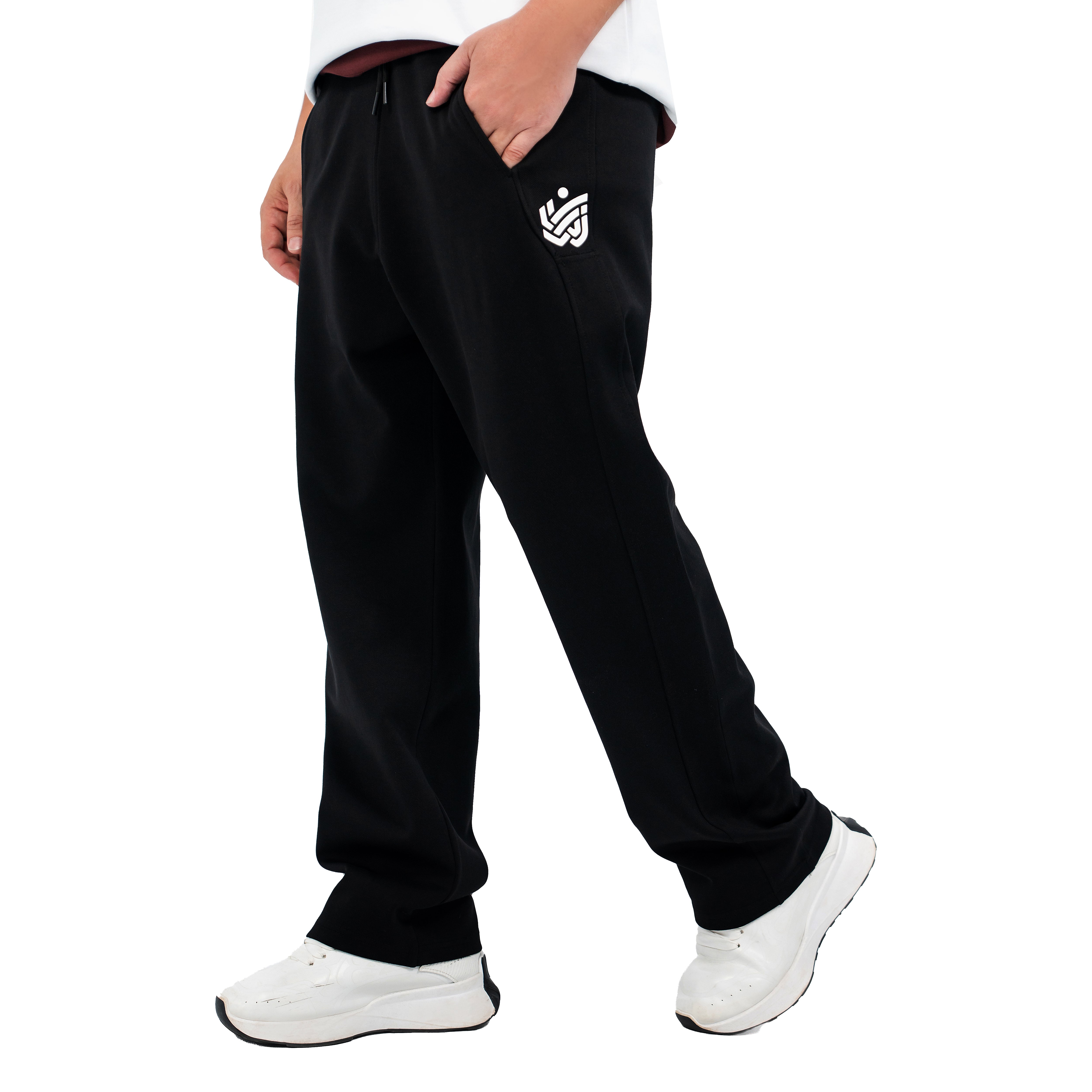 NASEEG Black Wide-Leg Pants Relaxed Fit | Interlock Premium Fabric