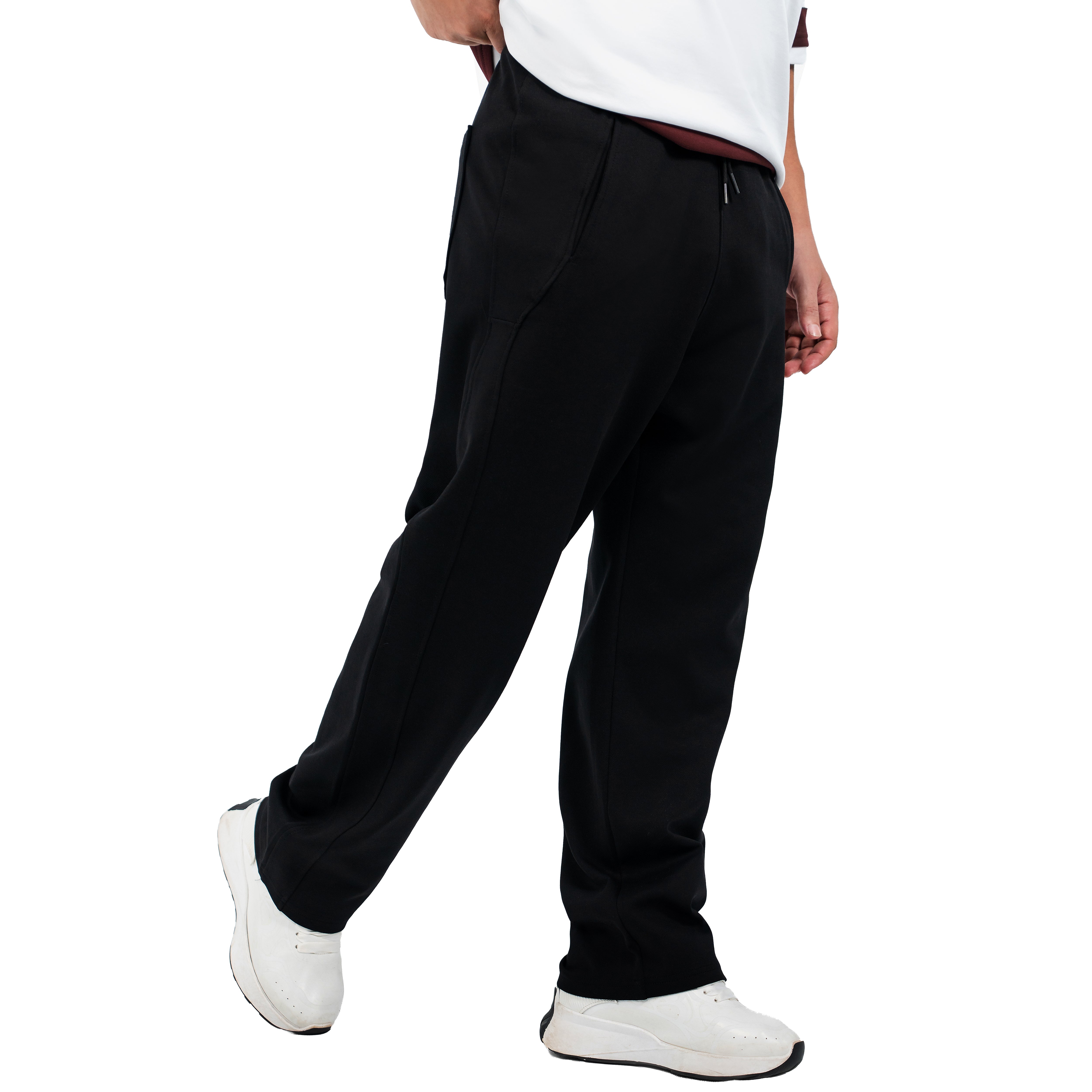 NASEEG Black Wide-Leg Pants Relaxed Fit | Interlock Premium Fabric