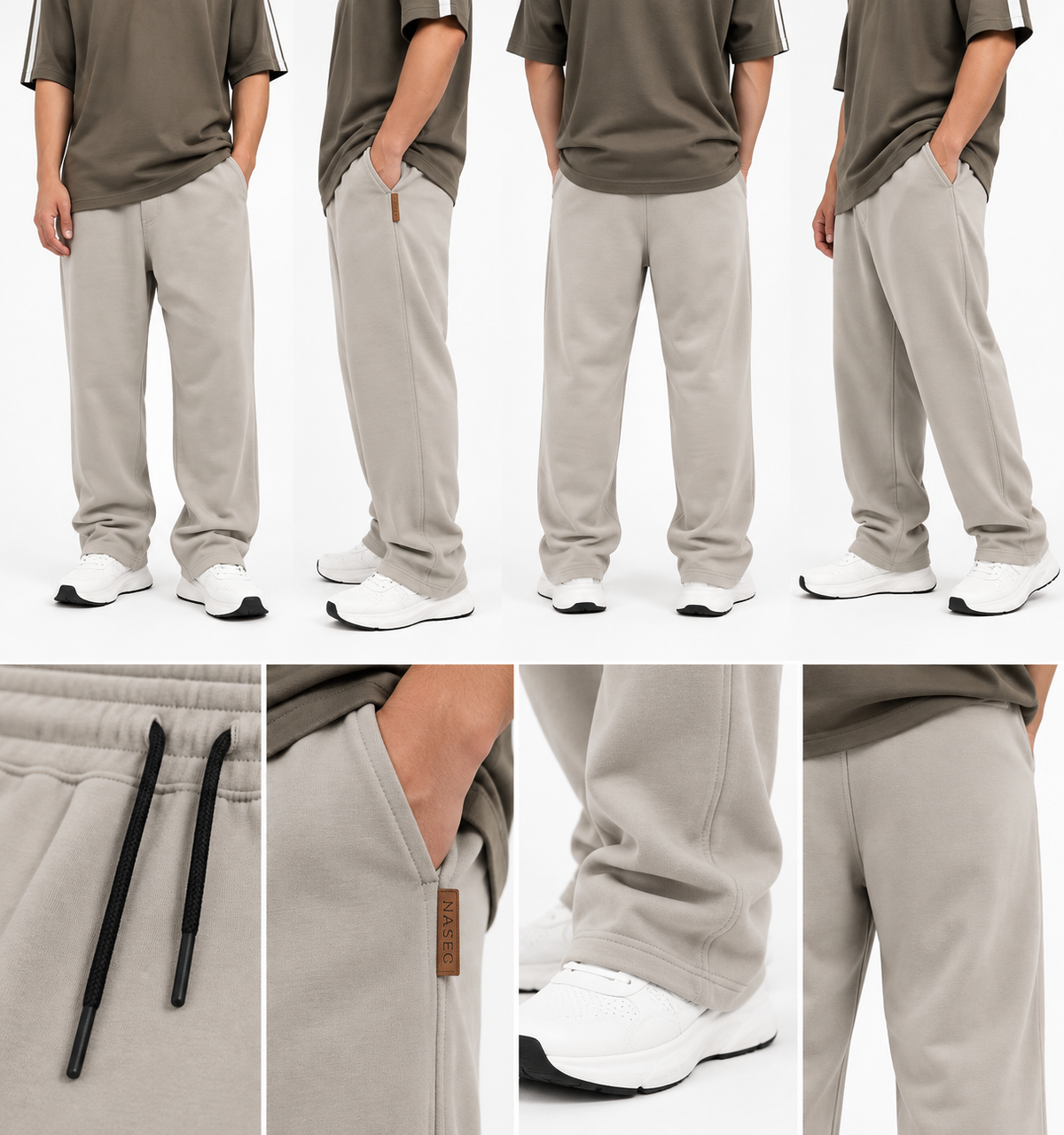 NASEEG Beige Drift Oversized Pants | Premium Cotton